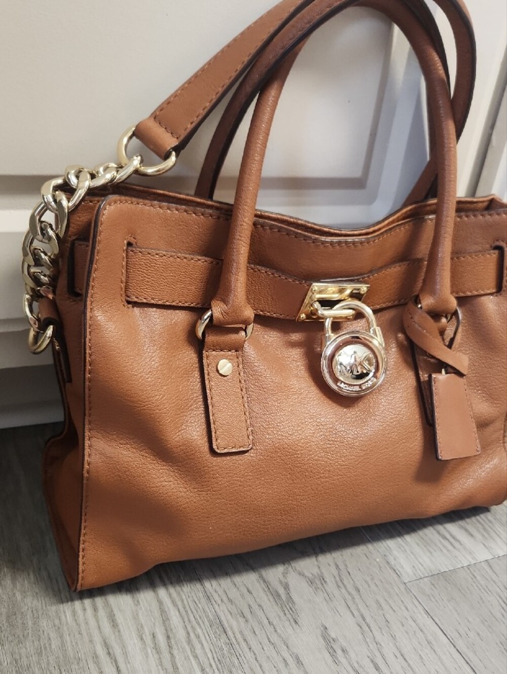 Michael Kors Cognac Leather Satchel with Gold Hardware - Picture 2 of 11